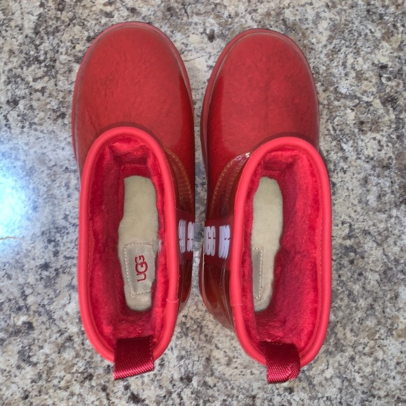 Ugg Red Mini Clear and Sherpa Filled Boots - Picture 8 of 17